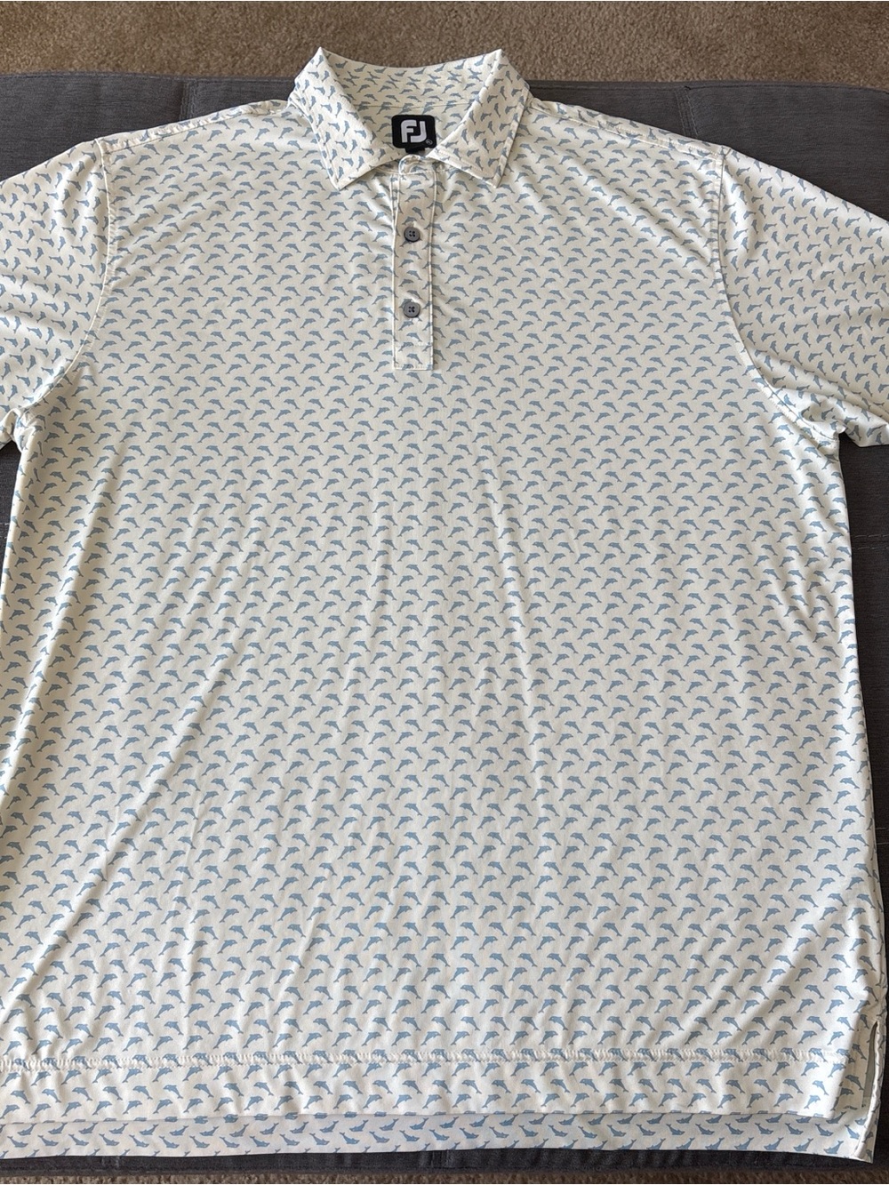 FootJoy Golf Shirt Leaping Dolphin Print light Yellow FJ Embroidered Mens XL